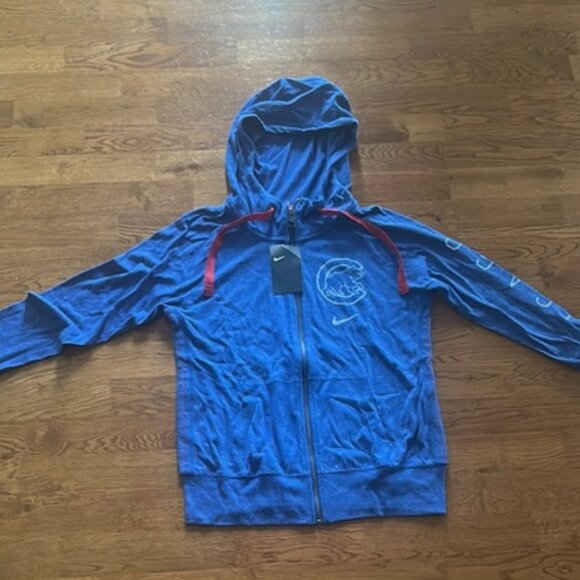 NWT Nike Chicago Cubs Zip Up Sweatshirt Women S Hoodie Full Royal Blue Red - Picture 2 of 4